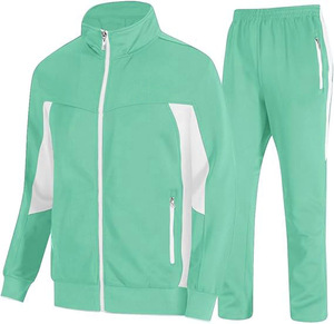 STALWART IMPEX <b>Men's</b> Brown <b>White</b> Color Block Tracksuit Full Zip <b>Jacket</b> Matching Pants Sporty Casual Winter Wear 100% Polyester - Product Image 3