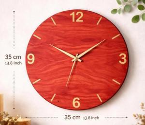 Modern 35 cm Wooden Wall <b>Clock</b> 13.8 Inch Silent Quartz Wood <b>Clock</b> for Living Room And <b>Office</b> Decor At Cheap Price - Product Image 2