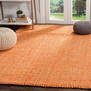 Alfombra de Yute de Color Naranja Sólido, Rectangular, Tejido Plano, Pelo Fino, para Sala de Estar - Product Image 2