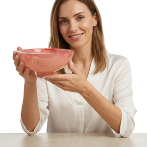 Bol en résine moderne fait main, revêtu de résine rouge, écologique, empilable, pour servir les aliments lors de mariages et de fêtes, idéal pour offrir en cadeau - Product Image 1