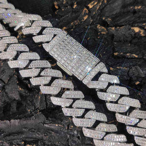 Premium Cuban <b>Chain</b> Diamond Necklace White Gold Finish Iced Out Hip Hop Jewelry Unisex <b>Rapper</b> Style <b>Chain</b> Gift for Men Women - Product Image 5