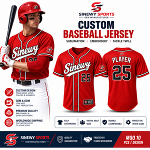 Camiseta de Béisbol Roja Deportiva Sinewy para Hombre, Manga Corta, Cierre de Botones, Transpirable, Poliéster, Impresión con Nombre del Equipo, Número 25, Adulto - Product Image 5
