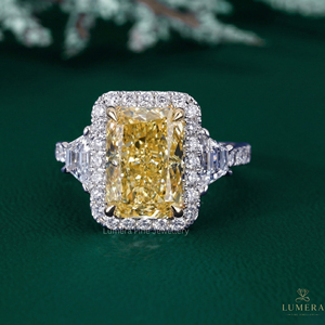 5.289 <b>Carat</b> Yellow Radiant Round Cut D E Lab Grown Diamond Engagement <b>Ring</b> Solid 9k 10k 14k 18k <b>Gold</b> Bridal Wedding Band Jewelry - Product Image 1