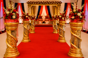 Mandap de mariage traditionnel tamil moderne en FRP doré, cristal, personnalisé, en fibre spirale légère, détachable, vente en gros - Product Image 5