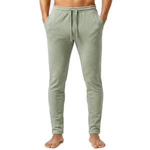 <b>Mens</b> Waffle Knit Trousers <b>Slim</b> <b>Fit</b> Casual Textured Pants Elastic Waist Drawstring Sports <b>Joggers</b> Heavyweight Polyester/Cotton - Product Image 3