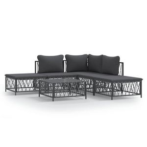 Set Lounge da Giardino Antracite con Struttura in Acciaio, 4 Posti, Resistente alle Intemperie, Arredamento da Esterno dal Design Contemporaneo - Product Image 2