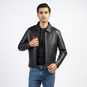 Chaqueta Varsity Clásica para Hombre, Cuello Alto, Cuero Genuino, Forro Suave, Puños Acanalados, Transpirable, Estilo Vintage, Otoño, Envío DDP - Product Image 1