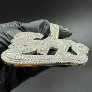 Pendentif Lettre Personnalisée Classique Hip Hop pour Homme, en Argent Massif 925 Plaqué Or Rose, Diamant Moissanite, Idéal pour Fiançailles - Product Image 4