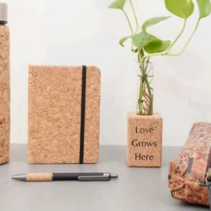 Premium A6 Cork Printed Pouch Borosil Glass Bottle Veneer Magnetic Planter Cork Pen-Business Promocional Gifts Manufacturerindia - Product Image 1