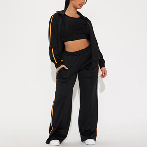 <b>Women</b> Maternity Printed <b>Track</b> <b>Suit</b> Orange Stripe Sporty Two Piece Set Full Length Regular Fit Drawstring Closure Side Pockets - Product Image 1