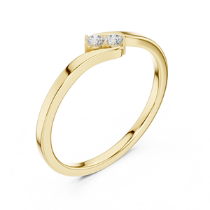 Luxury Yellow Gold <b>Two</b> <b>Stone</b> Bypass <b>Ring</b> for Women Elegant Open Wrap Wedding Anniversary Fashion Jewelry Gift - Product Image 4