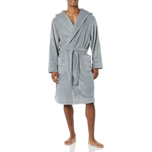 Professional Unisex Cotton Velour Absorbent Long Sleeve Casual All Seasons Spa Gown for Couples Men's OEM Service Sleepwear - Product Image 1