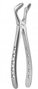 Forceps d'extraction dentaire pour molaires inférieures à surface mate, avec poignées perforées et bec dentelé, instrument chirurgical en acier inoxydable - Product Image 3