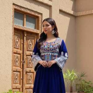 Novedades 2026: Elegante Salwar Kameez Afgano Kuchi de Georgette de Seda Bordado, Ajustado, de Manga Larga para Fiesta, Maxi Vestido para Mujer - Product Image 5