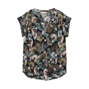 Blusa de Crepé Negra de Manga Corta para Mujer, Ligera, Transpirable, Elegante, Informal, para Oficina, Top de Moda de Verano - Product Image 4