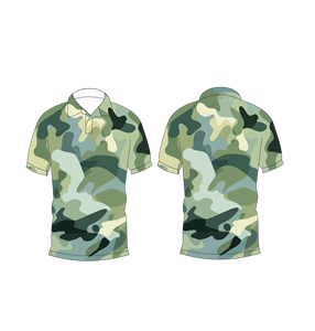 เสื้อโปโลผู้ชายสีเขียวอมฟ้าเทา ลายพิมพ์นามธรรม แขนสั้น สวมใส่สบาย เหมาะสำหรับเล่นกอล์ฟ  รับสั่งพิมพ์ลายตามต้องการ แฟชั่นทันสมัย - Product Image 3