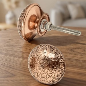 Traditional Bronze Cabinet <b>Knob</b> Round Decorative Floral Design Durable Furniture Handle for Storage Closet Use - Product Image 1