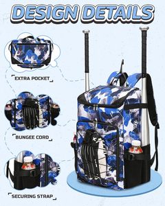 Sac à dos de sport Roziv pour équipe professionnelle de baseball, couleur unie, grande capacité, construction robuste en polyester - Product Image 4
