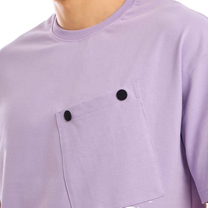 Camiseta de bolsillo con logotipo personalizado de alta calidad OEM para hombre, ropa de calle, camiseta en blanco de punto, crea tu propio diseño multicolor - Product Image 5