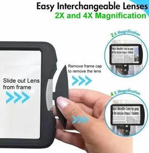 Lupa Flexible de Página Completa con Lentes Intercambiables 2X/4X, Dioptrías 5D/10D, 3 Modos de Luz de Color - Product Image 5