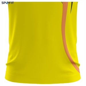 เสื้อโปโลแขนสั้นผู้ชาย SPOFIT สีเหลืองส้มพิมพ์ลายเรขาคณิต ผ้าถักสไตล์สปอร์ต แห้งเร็ว - Product Image 6