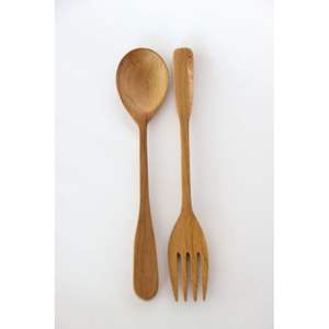 Juego de Tenedores y Cucharas para Ensalada de Madera, Ecológicos, Aptos para Lavavajillas, Estilo Americano, Utensilios para Servir, Mezclar y Remover Ensaladas - Product Image 2