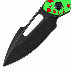 Cuchillos Plegables con Mango Verde y Rojo con Puntos, Hoja Negra, Ranura de Apertura con el Pulgar, Diseño de Agarre Curvo para Bolsillo, para Camping y Tareas Diarias - Product Image 3