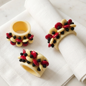 Floral Beaded Europe Style Eco-Friendly Napkin Rings Elegant Ivory Resin Colorful Beads Parties - Product Image 1