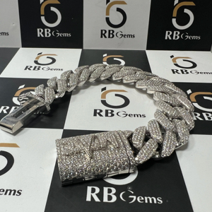 Bracelet cubain en moissanite VVS testée au diamant, en argent sterling 925, cadeau de fiançailles de luxe, tendance unisexe - Product Image 5