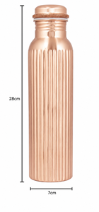 Ribbed Copper Water Bottle and Glass Set Pure Copper Drinkware for Home Office Yoga Travel and Daily Use - Product Image 4