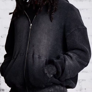 Sudadera con capucha para hombre, 100% algodón, con cremallera, estilo vintage, efecto desgastado por el sol, lavado ácido, textura gofrada, térmica y desgastada, personalizada para primavera - Product Image 6