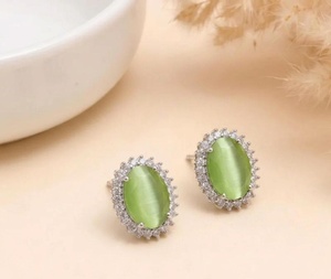 Pendientes de latón con gemas: Zafiro azul, Rubí, Peridoto, Piedra lunar, Cuarzo rosa. Joyería de piedras de nacimiento. Regalo de aniversario unisex de moda. - Product Image 1