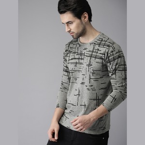 เสื้อยืดคอกลมแขนสั้นทรงปกติสำหรับผู้ชาย สีเทา ผ้าฝ้ายเจอร์ซีย์ 100% พิมพ์ลายดิจิทัลตามสั่ง ระบายอากาศได้ดี สวมใส่สบาย - Product Image 3