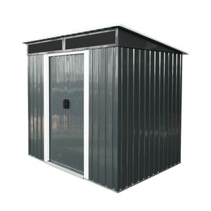 Casetta da Giardino in Metallo 6x5 Piedi con Porte Scorrevoli Chiudibili a Chiave e Pannello Trasparente per Giardino e Prato (Nero e Bianco) - Product Image 3