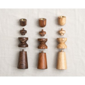 Ensemble de porte-bougies empilables en bois de manguier, vente en gros |   Fabriqué à la main en Inde - Product Image 4