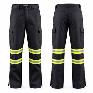 Pantalon de travail réfléchissant noir 100 % coton pour homme, personnalisable avec logo, pantalon cargo pour la construction et les mines - Product Image 1