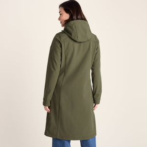Veste softshell pour femme, vert olive, imperméable, respirante, doublure polaire, capuche, poignets à velcro, logo personnalisé, OEM, vente en gros - Product Image 3