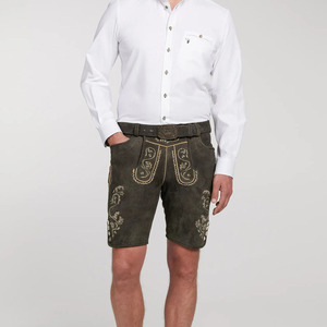 Pantalones Cortos Bávaros Tradicionales para Hombre, Estilo Oktoberfest, Color Marrón Sólido Vintage, Tela Satinada, Casuales Elegantes, Anti-UV - Product Image 3