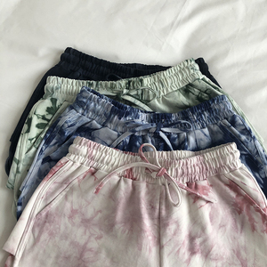 Shorts pour femmes Tie Dye, coupe ample, taille élastique avec cordon de serrage, décontracté, en coton tricoté respirant, taille mi-haute, style jupe courte - Product Image 4