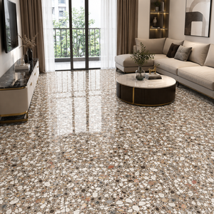 Baldosas de Cerámica Terrazzo Modernas Brillantes de 600 x 600 mm, Aislantes del Calor, para Pisos Exteriores, Garantía de 5 Años, para Habitaciones, Escuelas, Centros Comerciales y Apartamentos - Product Image 4