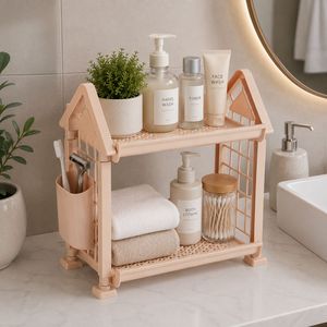 Étagère de rangement moderne et durable en plastique PP à double niveau, multifonctionnelle pour la cuisine, pour l'organisation du garde-manger et des aliments - Product Image 2