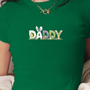DADDY con decoraciones de Pascua Camiseta corta de moda para mujer - Product Image 3