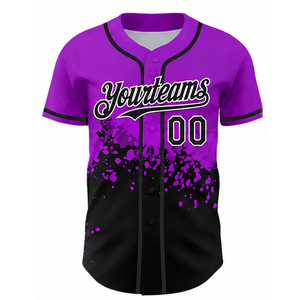 Camiseta de Béisbol Nueva Personalizada de Alta Calidad al por Mayor, Uniforme Deportivo de Poliéster en Color Morado y Negro - Product Image 2
