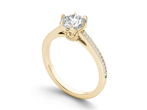 Anillo de Oro de 14K con Seis Puntas y Diamante Cultivado en Laboratorio de Corte Redondo de 1 Quilate, Certificado por IGI, Color E, Claridad VS1, para Boda, Compromiso o Aniversario - Product Image 3