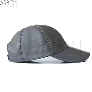 Unisex High Quality Waterproof Wholesale <b>Plain</b> Factory Rate Premium Custom Logo Grey Leather <b>Baseball</b> <b>Caps</b> For Adult Wear - Product Image 2