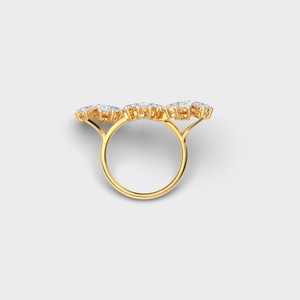 Flower Diamond <b>Cocktail</b> <b>Ring</b> In Yellow <b>Gold</b> Marquise Cut Romantic Women's Engagement <b>Ring</b> - Product Image 3