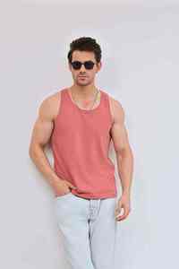 Débardeur en tricot uni pour homme, col rond, vêtement décontracté, respirant, 100% coton - Product Image 3