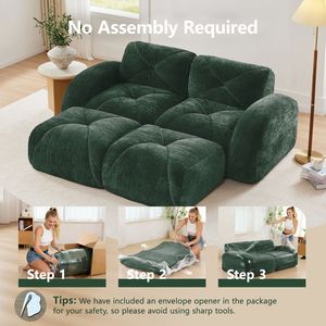 Divano a U Senza Struttura in Velluto Morbido, Design Trapuntato, Spugna ad Alta Densità 32D, Base Ergonomica, Nessun Montaggio Richiesto, per Soggiorno - Product Image 3
