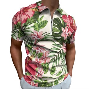Chemise Homme Grande Taille à Manches Courtes Personnalisable en Polyester Décontractée avec Fermeture Éclair Anti-Boulochage 180g pour Golf et Équitation - Product Image 5