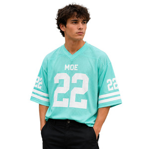 Maillot de football américain rétro hip-hop personnalisé, surdimensionné, en maille respirante, style universitaire, streetwear, vêtements unisexes personnalisés pour l'été, vente en gros - Product Image 1